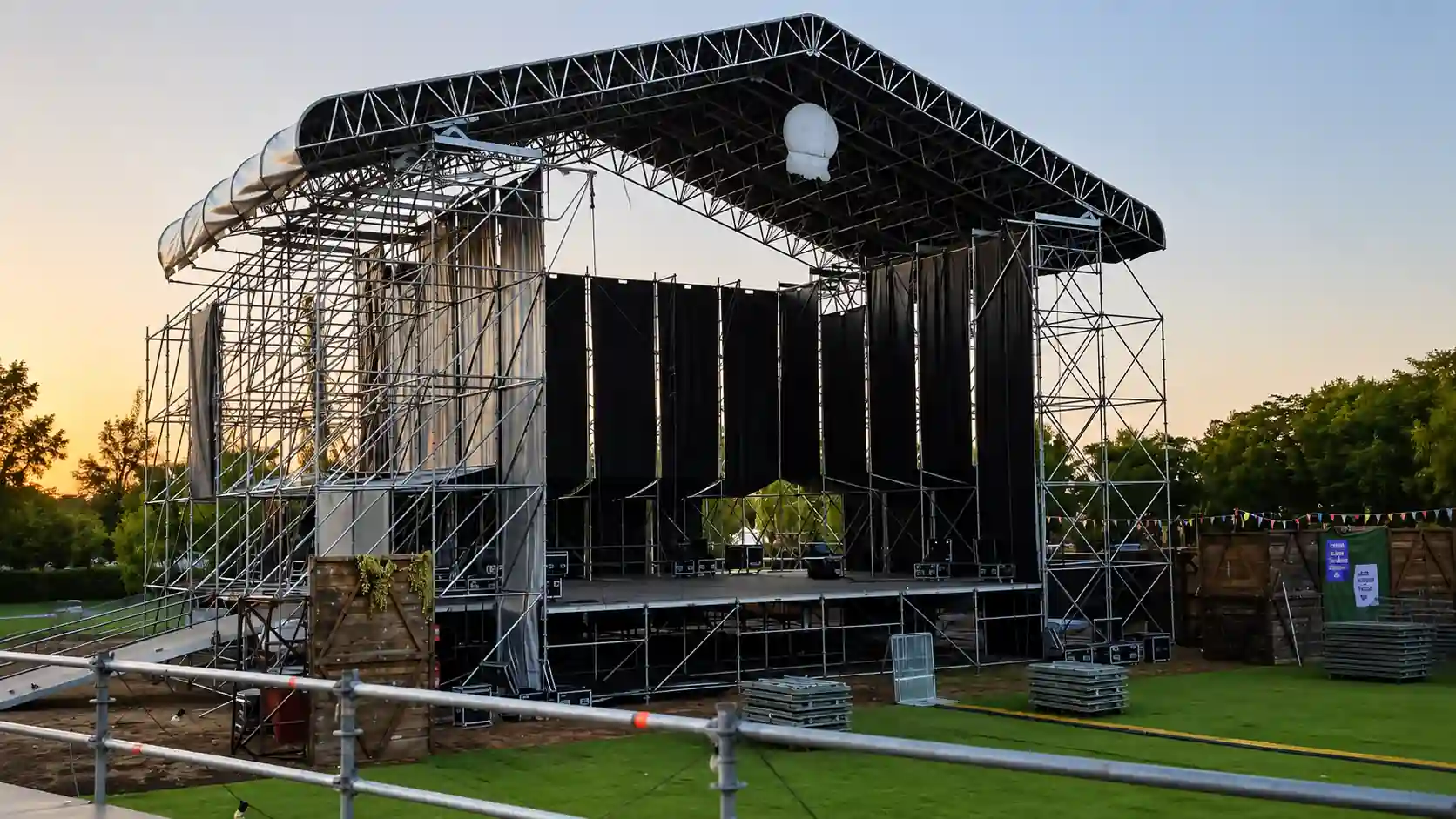 Visión frontal lateral del escenario Oasis Sound